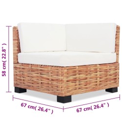 Sofagarnitur 18-tlg. Natürliches Rattan