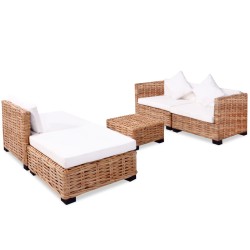 Sofagarnitur 14-tlg. Natürliches Rattan