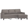 3-Sitzer-Sofa mit Hocker Taupe 180 cm Stoff