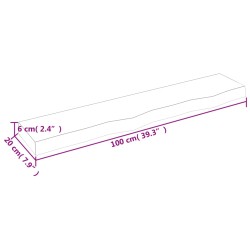 Wandregal Hellbraun 100x20x6 cm Massivholz Eiche Behandelt