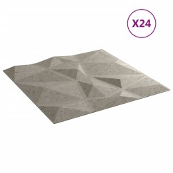 Wandpaneele 24 Stk. Betongrau 50x50 cm XPS 6 m² Diamant