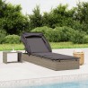 Sonnenliege mit Faltdach Grau 213x63x97 cm Poly Rattan