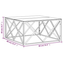 Couchtisch 80x80x40 cm Edelstahl und Glas