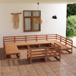 11-tlg. Garten-Lounge-Set Massivholz Kiefer