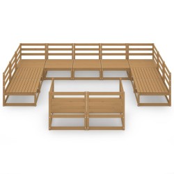 11-tlg. Garten-Lounge-Set Massivholz Kiefer