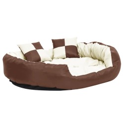 Hundekissen Wendbar und Waschbar Braun und Creme 110x80x23 cm