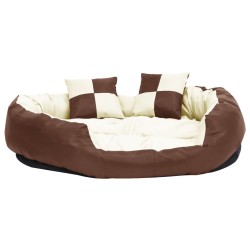 Hundekissen Wendbar und Waschbar Braun und Creme 110x80x23 cm