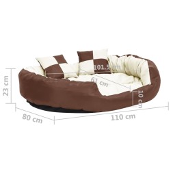 Hundekissen Wendbar und Waschbar Braun und Creme 110x80x23 cm