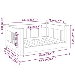 Hundebett Schwarz 65,5x50,5x28 cm Massivholz Kiefer