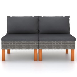 Mittelsofas 2 Stk. Poly Rattan und Eukalyptus Massivholz