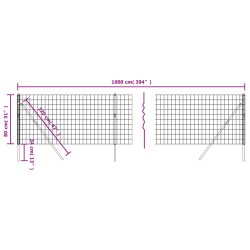 Maschendrahtzaun Grün 0,8x10 m Verzinkter Stahl