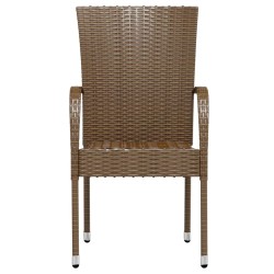 3-tlg. Garten-Essgruppe Poly Rattan Braun