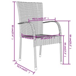 3-tlg. Garten-Essgruppe Poly Rattan Braun