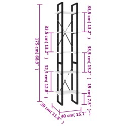 Bücherregal 5 Fächer Weiß 40x30x175 cm Holzwerkstoff