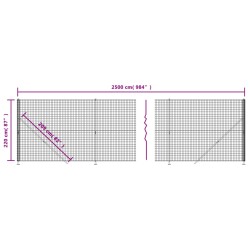 Maschendrahtzaun mit Bodenflansch Anthrazit 2,2x25 m