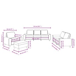 4-tlg. Sofagarnitur Schwarz Stoff