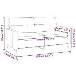 2-Sitzer-Sofa Schwarz 140 cm Stoff