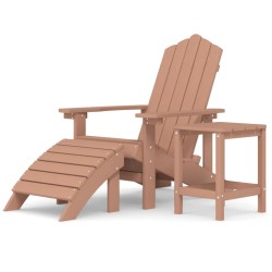 Adirondack-Gartenstuhl mit Hocker & Tisch HDPE Braun