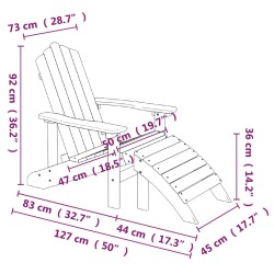 Adirondack-Gartenstuhl mit Hocker & Tisch HDPE Braun