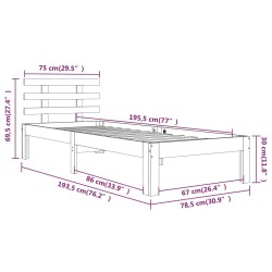 Massivholzbett Weiß 75x190 cm