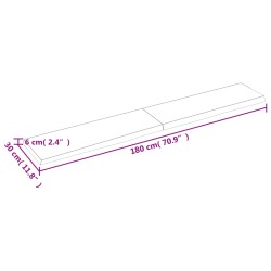 Wandregal 180x30x(2-6) cm Massivholz Eiche Unbehandelt