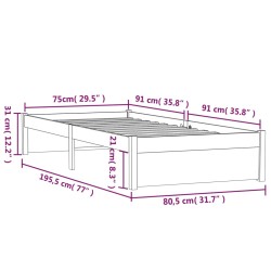 Massivholzbett 75x190 cm