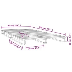 Palettenbett 90x200 cm Massivholz Kiefer