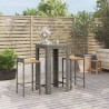 3-tlg. Gartenbar-Set Grau Poly Rattan & Massivholz Akazie