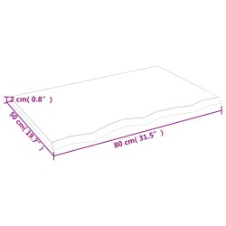 Waschtischplatte Hellbraun 80x50x2 cm Massivholz Behandelt