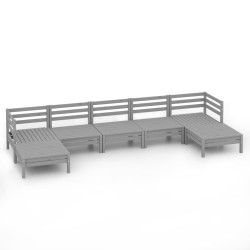 7-tlg. Garten-Lounge-Set Grau Massivholz Kiefer