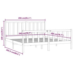 Massivholzbett Schwarz 200x200 cm