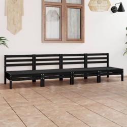 4-tlg. Garten-Lounge-Set Schwarz Massivholz Kiefer