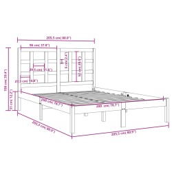 Massivholzbett Schwarz 200x200 cm