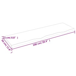 Waschtischplatte Dunkelbraun 100x30x2 cm Massivholz Behandelt