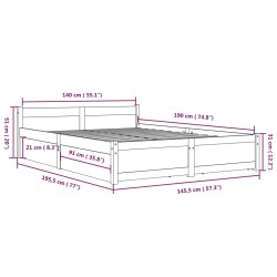 Bett mit Schubladen Schwarz 140x190 cm