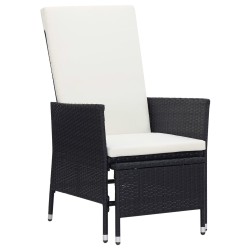 2-tlg. Garten-Lounge-Set mit Kissen Poly Rattan Schwarz