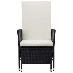 2-tlg. Garten-Lounge-Set mit Kissen Poly Rattan Schwarz