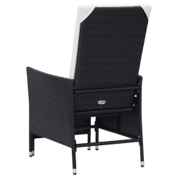 2-tlg. Garten-Lounge-Set mit Kissen Poly Rattan Schwarz