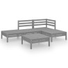 5-tlg. Garten-Lounge-Set Massivholz Kiefer Grau