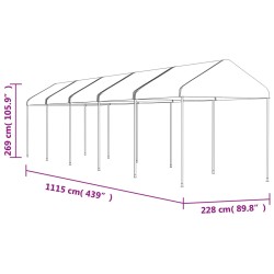 Pavillon mit Dach Weiß 11,15x2,28x2,69 m Polyethylen