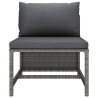 3-Sitzer-Gartensofa mit Kissen Grau Poly Rattan