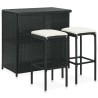 3-tlg. Bar Set Poly Rattan Schwarz