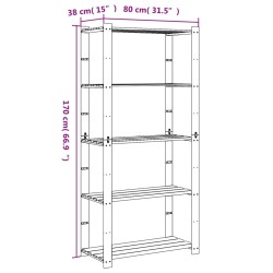 Lagerregal mit 5 Böden Braun 80x38x170 cm Massivholz Kiefer