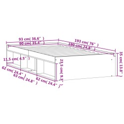 Bettgestell Betongrau 90x190 cm