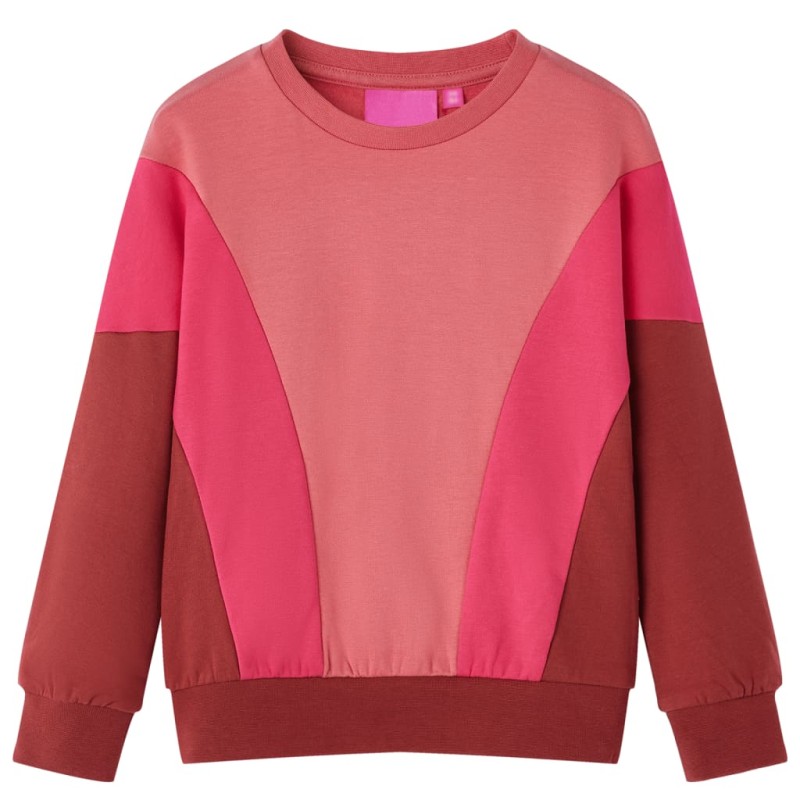 Kinder-Sweatshirt Farbblock Rosa und Henna 140