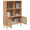 Bücherschrank SENJA Rattan-Look Braun 90x35x130 cm Kiefernholz