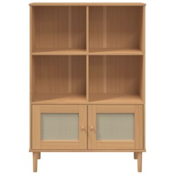 Bücherschrank SENJA Rattan-Look Braun 90x35x130 cm Kiefernholz