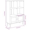 Bücherschrank SENJA Rattan-Look Schwarz 90x35x130cm Kiefernholz