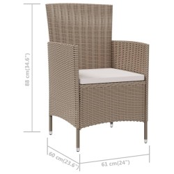 Gartenstühle mit Kissen 2 Stk. Poly Rattan Beige