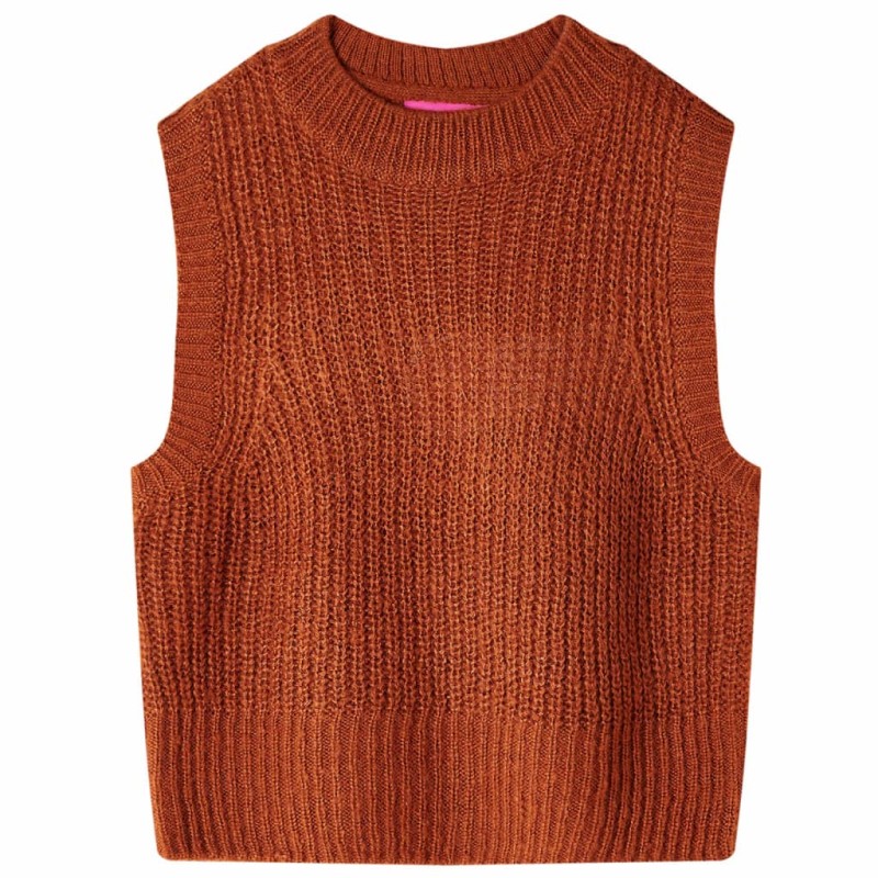 Kinder-Pulloverweste Gestrickt Cognac 116